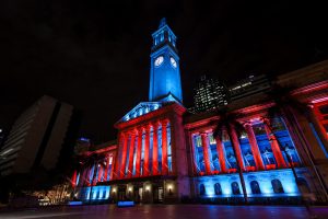 Brisbane City Hall Light Show Custom Outdoor LED Building Facade Architectural Lighting