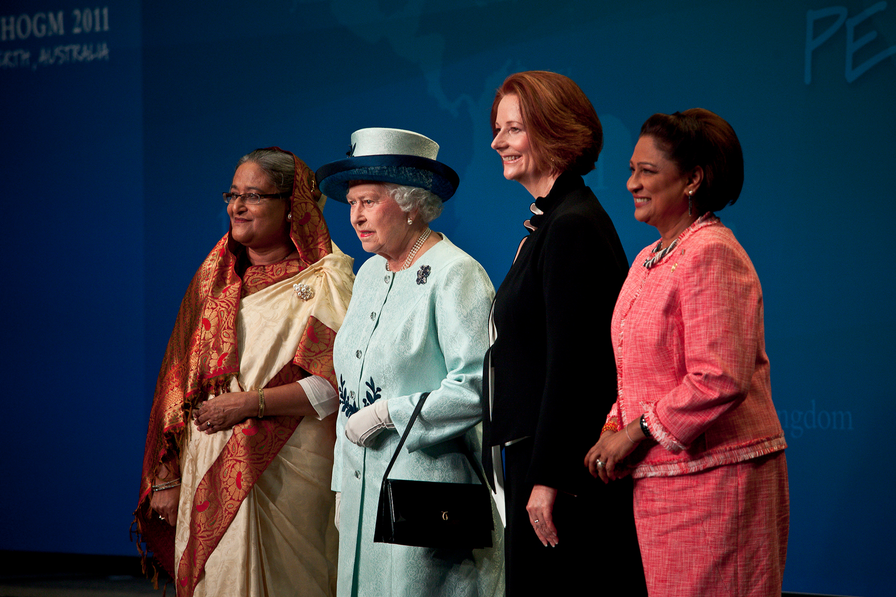 CHOGM Event LED Stage Lighting Design World Leaders Australian Prime Minster Julia Gillard with Queen Elizabeth