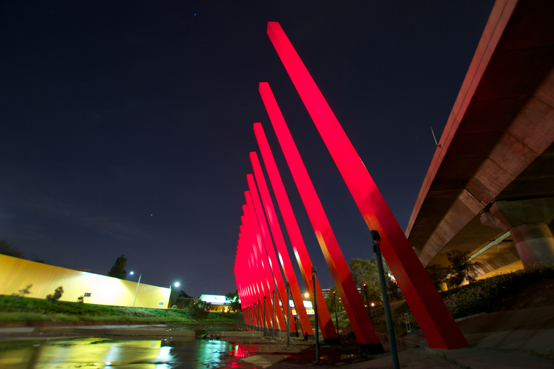 Red Sticks Installation Artwork Outdoor LED Custom Architectural Lighting