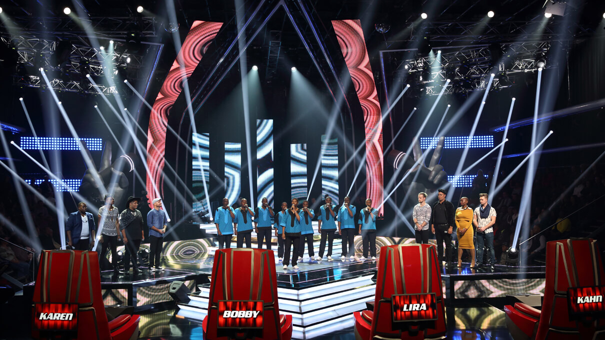 The Voice South Africa Choir TV Show Set Design Custom LED Screens and Light Show