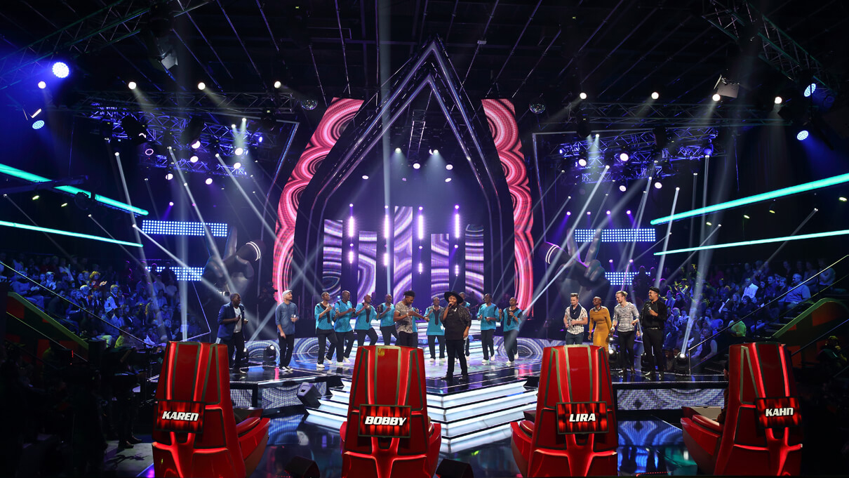 The Voice South Africa Choir TV Show Set Design Custom LED Screens and Light Show
