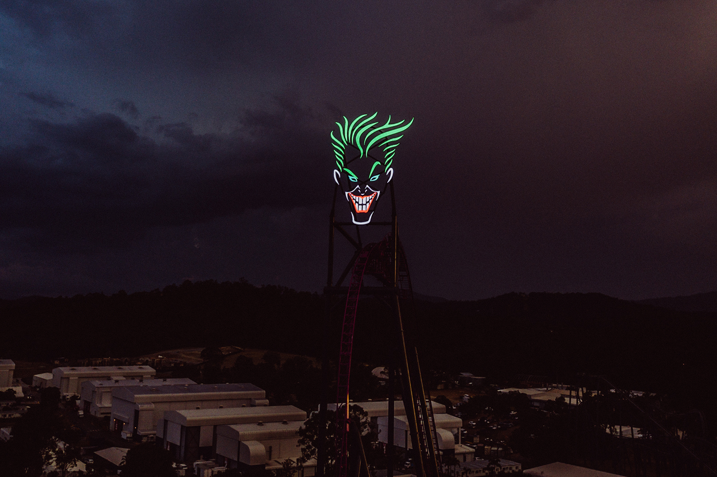The Joker DC Rivals HyperCoaster Warner Bros Movie World Gold Coast Custom LED Signage