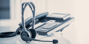 Phone and Headset on a desk