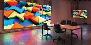 Office space with vibrant LED Screens